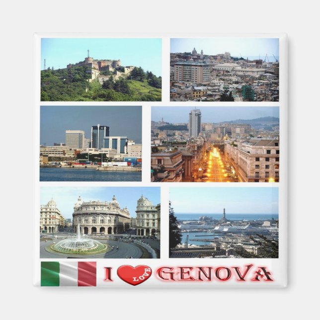 LGR145 GENOA I Love, Liguria, Italy, Fridge Magnet (Front)