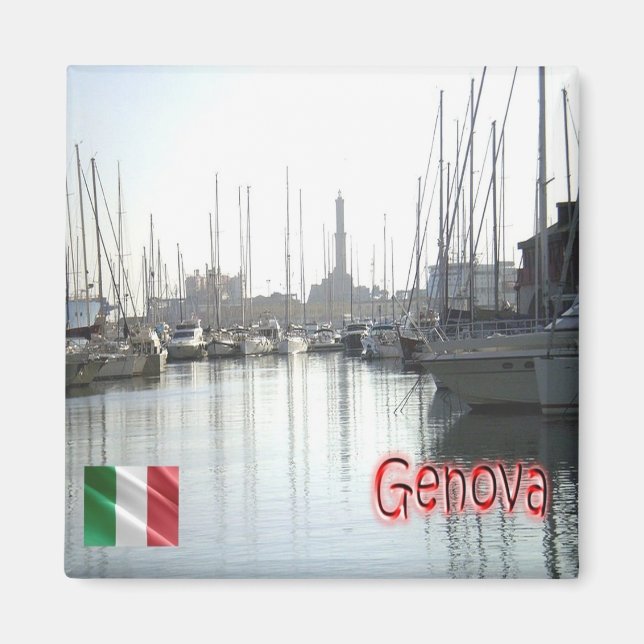 LGR148 GENOA Port, Liguria, Italy, Fridge Magnet (Front)