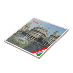 LGR157 GENOA View of Piazza De Ferrari, Ceramic Tile