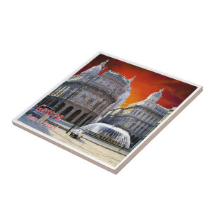 LGR158 GENOA, View of Piazza De Ferrari, Ceramic Tile