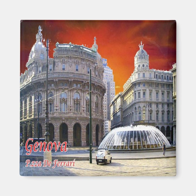 LGR158 GENOA, View of Piazza De Ferrari, Fridge Magnet (Front)