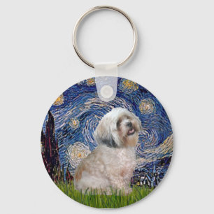 Lhasa Apso 10 - Starry Night Key Ring