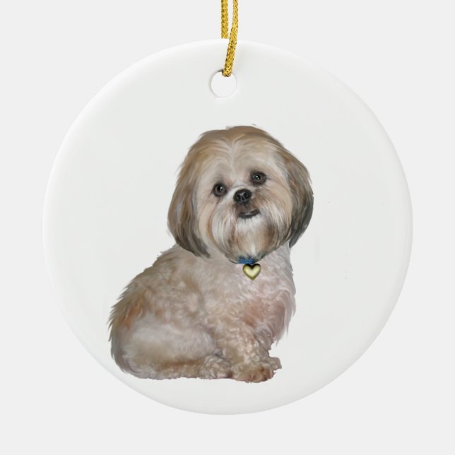 Lhasa Apso (A) - golden / cream Ceramic Ornament (Front)