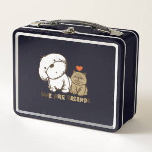 Lhasa Apso and kitty Metal Lunch Box