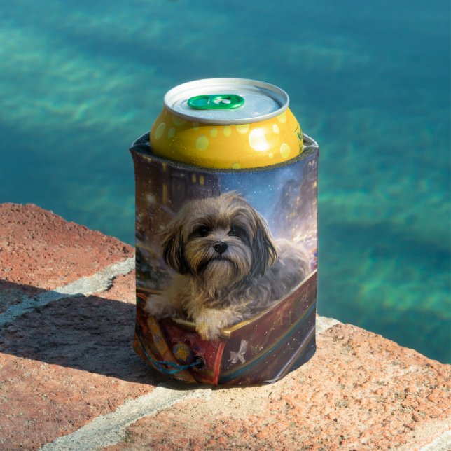 Lhasa Apso Christmas Festive Season  Can Cooler (In Situ Pool)