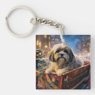 Lhasa Apso Christmas Festive Season Key Ring
