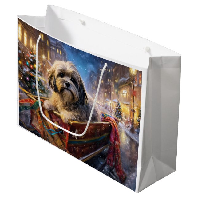 Lhasa Apso Christmas Festive Season  Large Gift Bag (Front Angled)