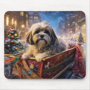 Lhasa Apso Christmas Festive Season Mouse Pad