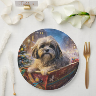 Lhasa Apso Christmas Festive Season Paper Plate