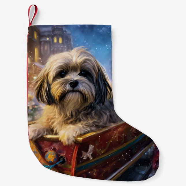Lhasa Apso Christmas Festive Season  Small Christmas Stocking (Front)