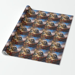Lhasa Apso Christmas Festive Season Wrapping Paper