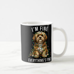 Lhasa Apso Christmas I'm Fine Everything Is Fine Coffee Mug