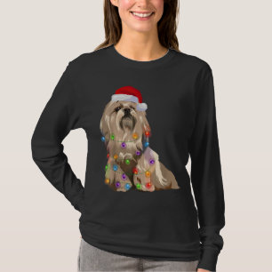 Lhasa Apso Christmas Lights Xmas Dog Lover Santa H T-Shirt