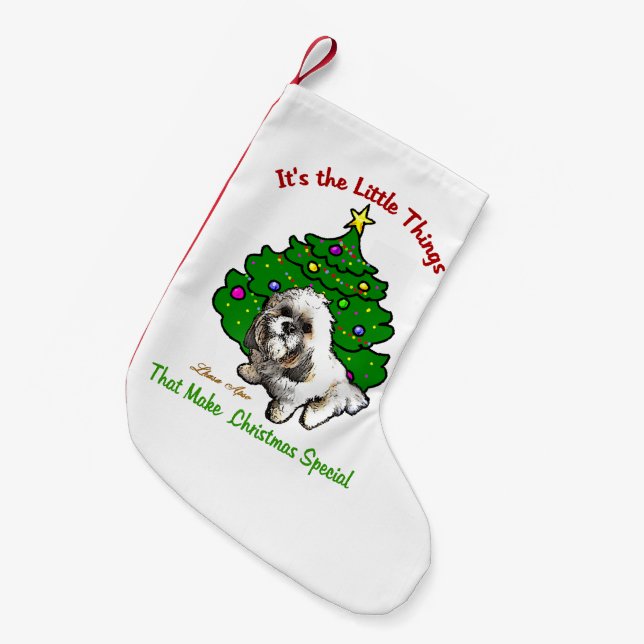 Lhasa Apso Christmas Small Christmas Stocking (Front (Hanging))