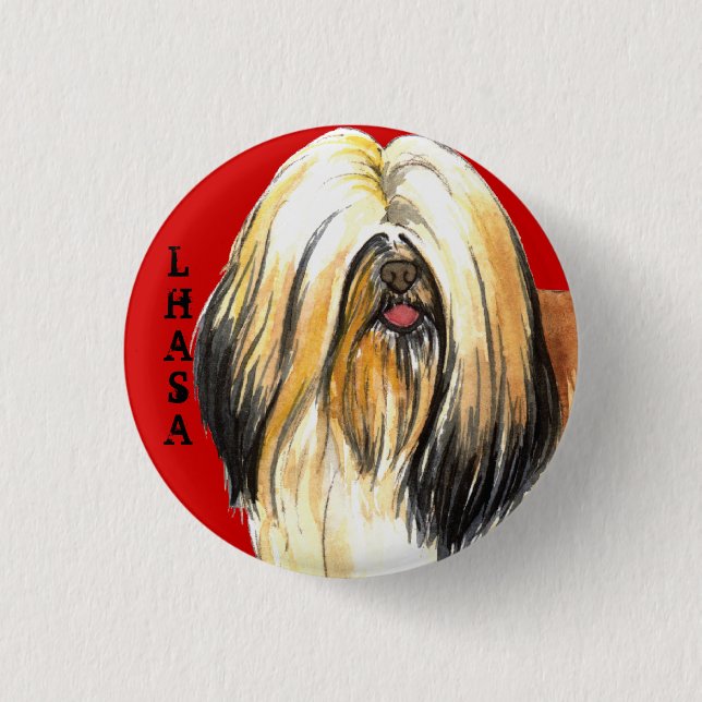 Lhasa Apso Colour Block 3 Cm Round Badge (Front)