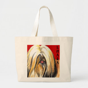Lhasa Apso Colour Block Large Tote Bag