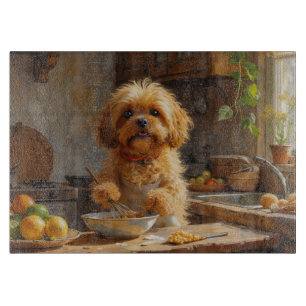 Lhasa Apso Cooking in Kitchen Cutting Board