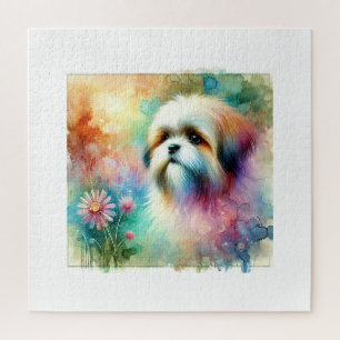 Lhasa Apso Dog 120724AREF104 - Watercolor Jigsaw Puzzle
