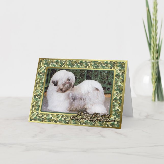 Lhasa Apso Dog Blank Christmas Card (Front)