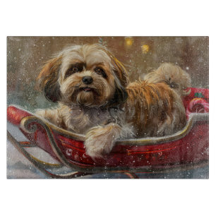 Lhasa Apso Dog Christmas Festive Cutting Board