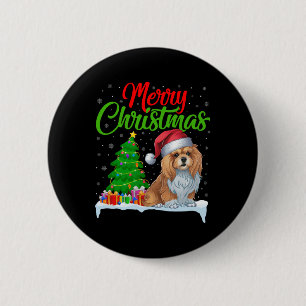 Lhasa Apso Dog Christmas Tree Lights Funny Xmas Do 6 Cm Round Badge