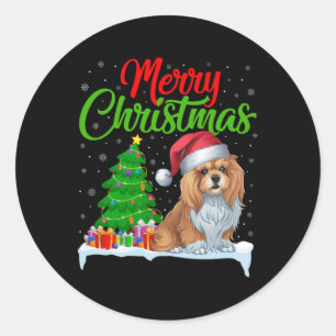 Lhasa Apso Dog Christmas Tree Lights Funny Xmas Do Classic Round Sticker