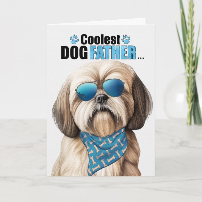Lhasa Apso Dog Coolest Dad Ever Father's Day Holiday Card (Front)