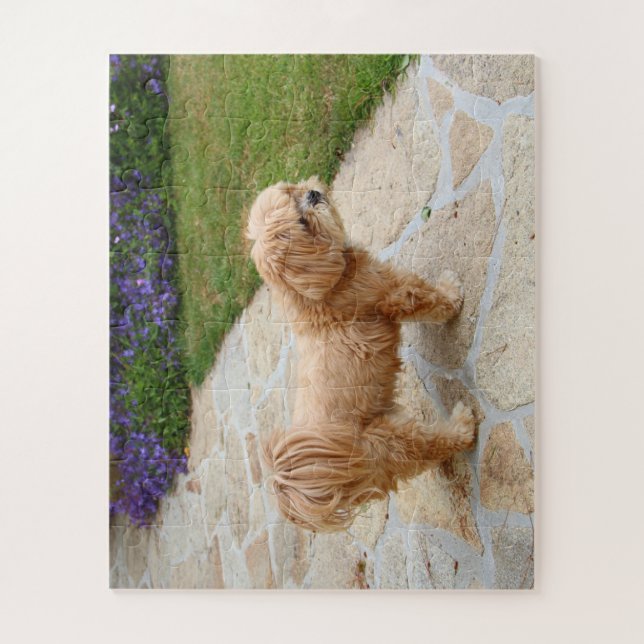 Lhasa Apso dog in a garden Jigsaw Puzzle (Vertical)