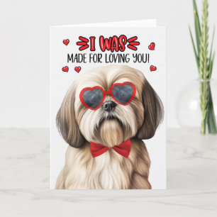 Lhasa Apso Dog Made for Loving You Valentine Holiday Card