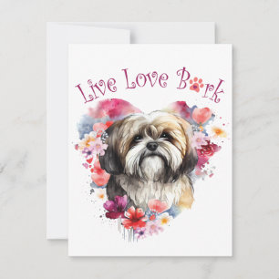 Lhasa Apso Dog Mum Floral Card