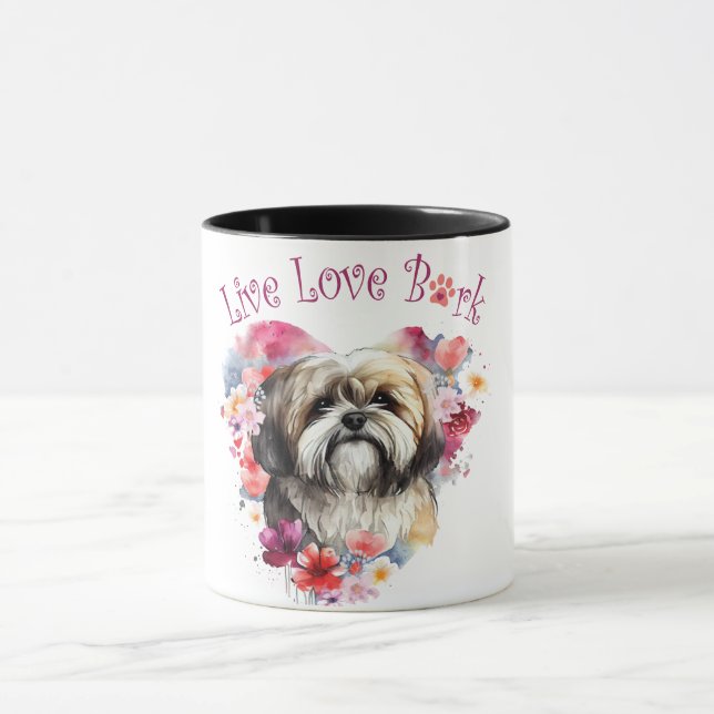 Lhasa Apso Dog Mum Floral Mug (Center)