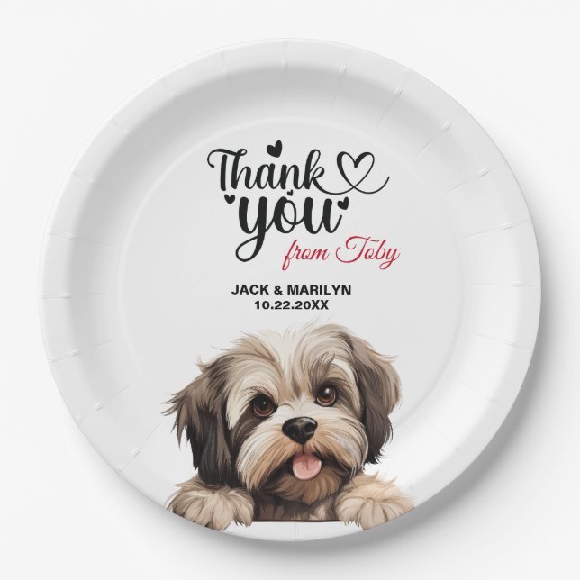 Lhasa Apso Dog Paper Plate (Front)