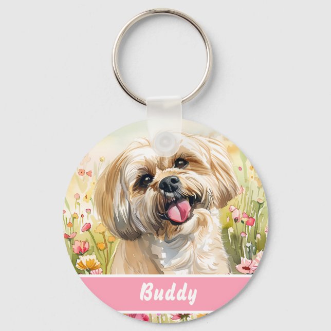 Lhasa Apso Dog Tag – Custom Info Key Ring (Front)