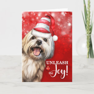Lhasa Apso Dog Unleash the Joy Christmas Holiday Card