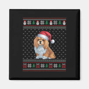 Lhasa Apso Dog Wearing Santa Hat Ugly Xmas Dog Lov Magnet
