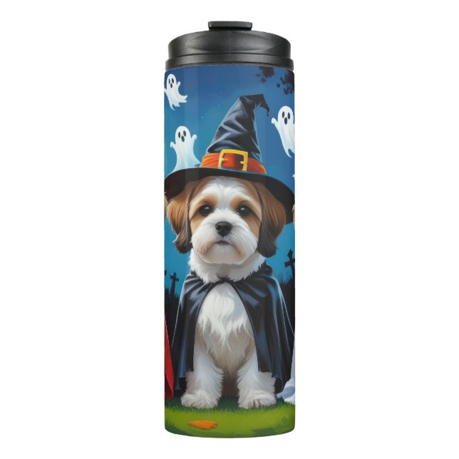 Lhasa Apso Dogs Pumpkin Halloween Funny  Thermal Tumbler (Front)