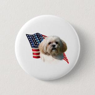 Lhasa Apso Flag 6 Cm Round Badge