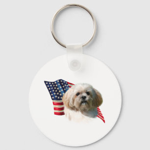 Lhasa Apso Flag Key Ring