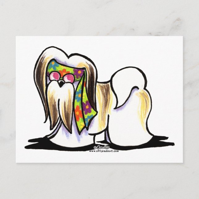 Lhasa Apso Hippie Postcard (Front)
