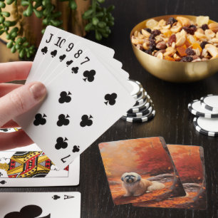Lhasa Apso in Autumn Leaves Fall Inspire Playing Cards