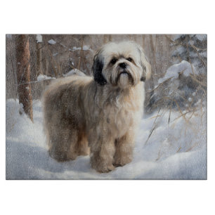 Lhasa Apso Let It Snow Christmas Cutting Board