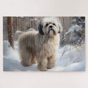 Lhasa Apso Let It Snow Christmas  Jigsaw Puzzle