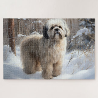 Lhasa Apso Let It Snow Christmas Jigsaw Puzzle