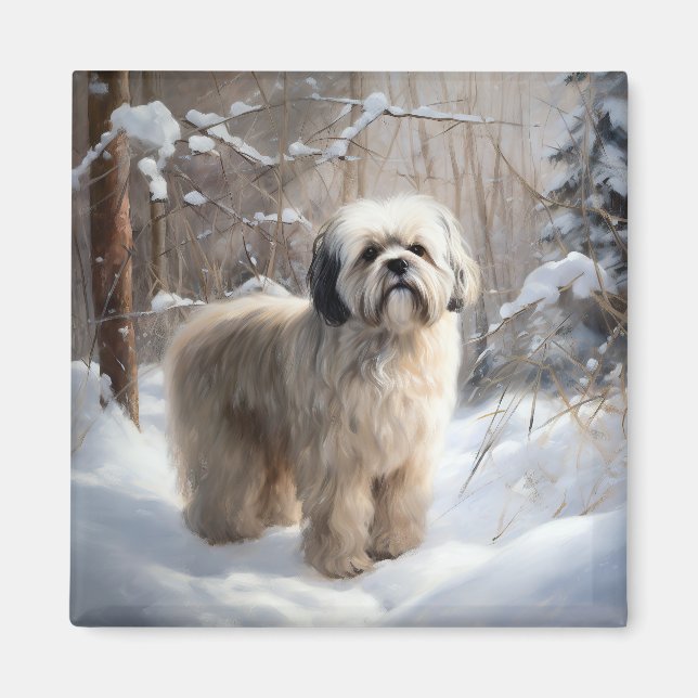 Lhasa Apso Let It Snow Christmas  Magnet (Front)