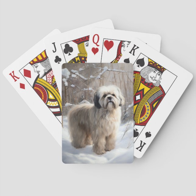 Lhasa Apso Let It Snow Christmas  Playing Cards (Back)