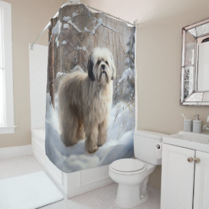 Lhasa Apso Let It Snow Christmas  Shower Curtain