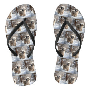 Lhasa Apso Let It Snow Christmas  Thongs