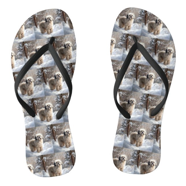 Lhasa Apso Let It Snow Christmas  Thongs (Footbed)