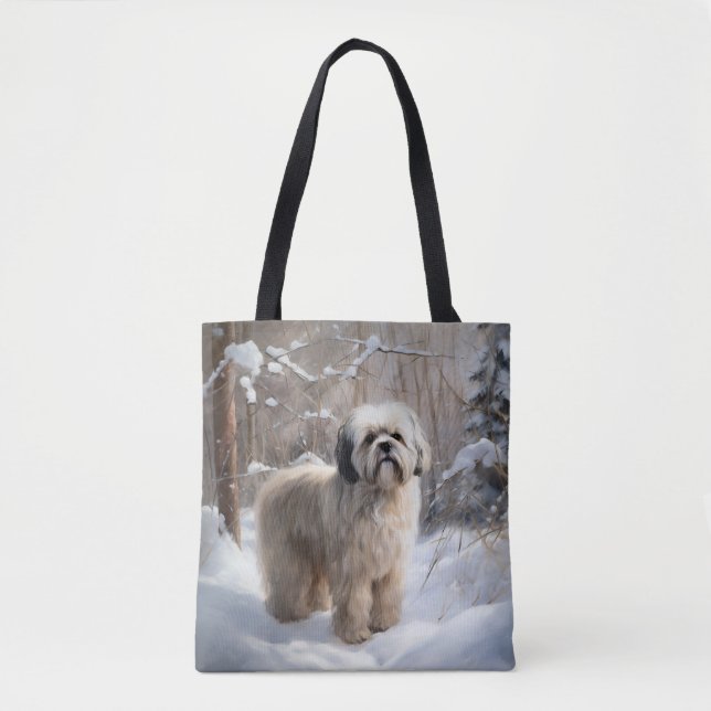 Lhasa Apso Let It Snow Christmas  Tote Bag (Front)