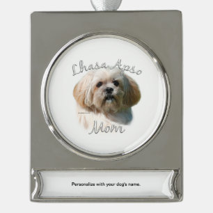Lhasa Apso Mum 2 Silver Plated Banner Ornament